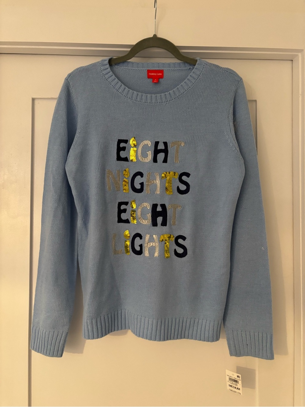 Holiday Lane Blue 'Eight Nights Eight Lights' Knit Sweater